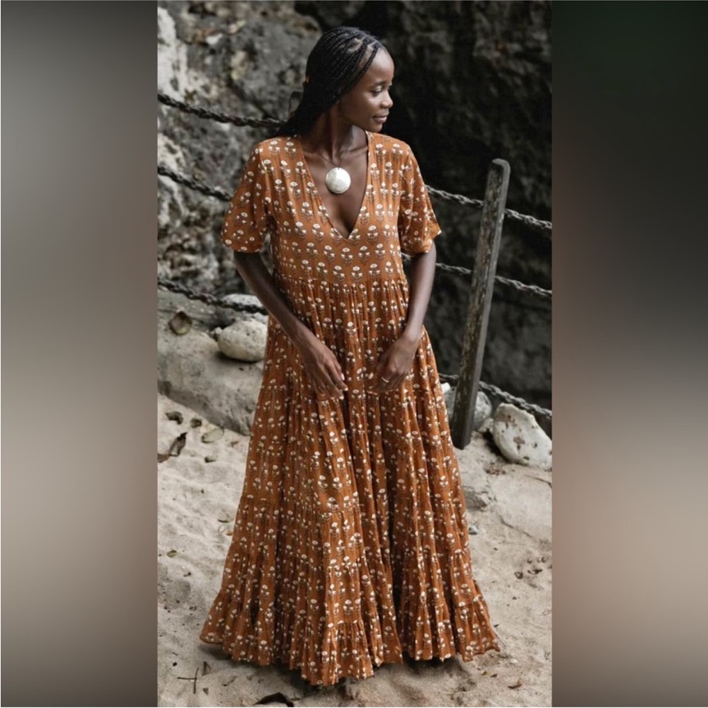 Daughters of India Brown Floral Dress